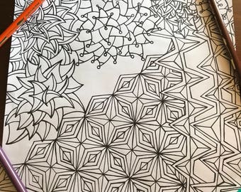 Adult Coloring Page - Zentangle- Doodle Art - Coloring - Geometric Coloring Page - Square Coloring page - Abstract Coloring page - Relaxing