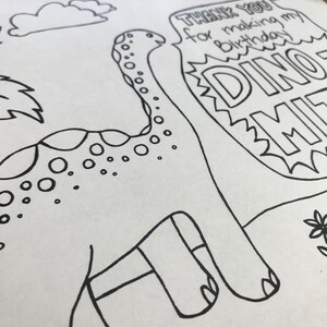 Dinosaur Thank You Coloring Page dinomite Party - Etsy