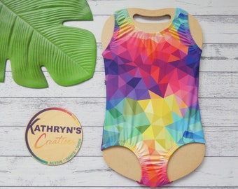 Girls' Sleeveless Leotard or Swimsuit - Rainbow Jewel