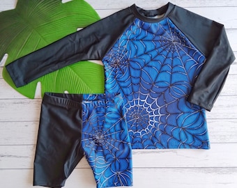 Boys' Swim Set - Blue Spider Webs