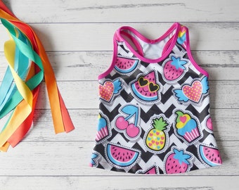 Girls' Racerback Tank Top - Funky Fruit