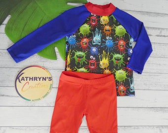 Boys' Swim Rashie Set - Monster Splat