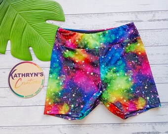 Girls' Gym Sports Shorts - Rainbow Stargazing