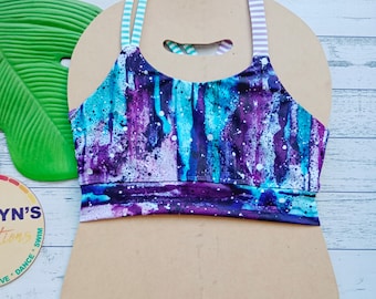 Girls' Illusion Crop Top - Purple Warrior Splat