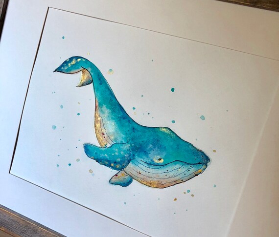 Peinture Originale De Baleine D Aquarelle Etsy