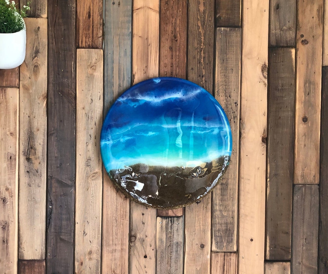 12 Round Ocean Hanging Resin Wall Art Etsy