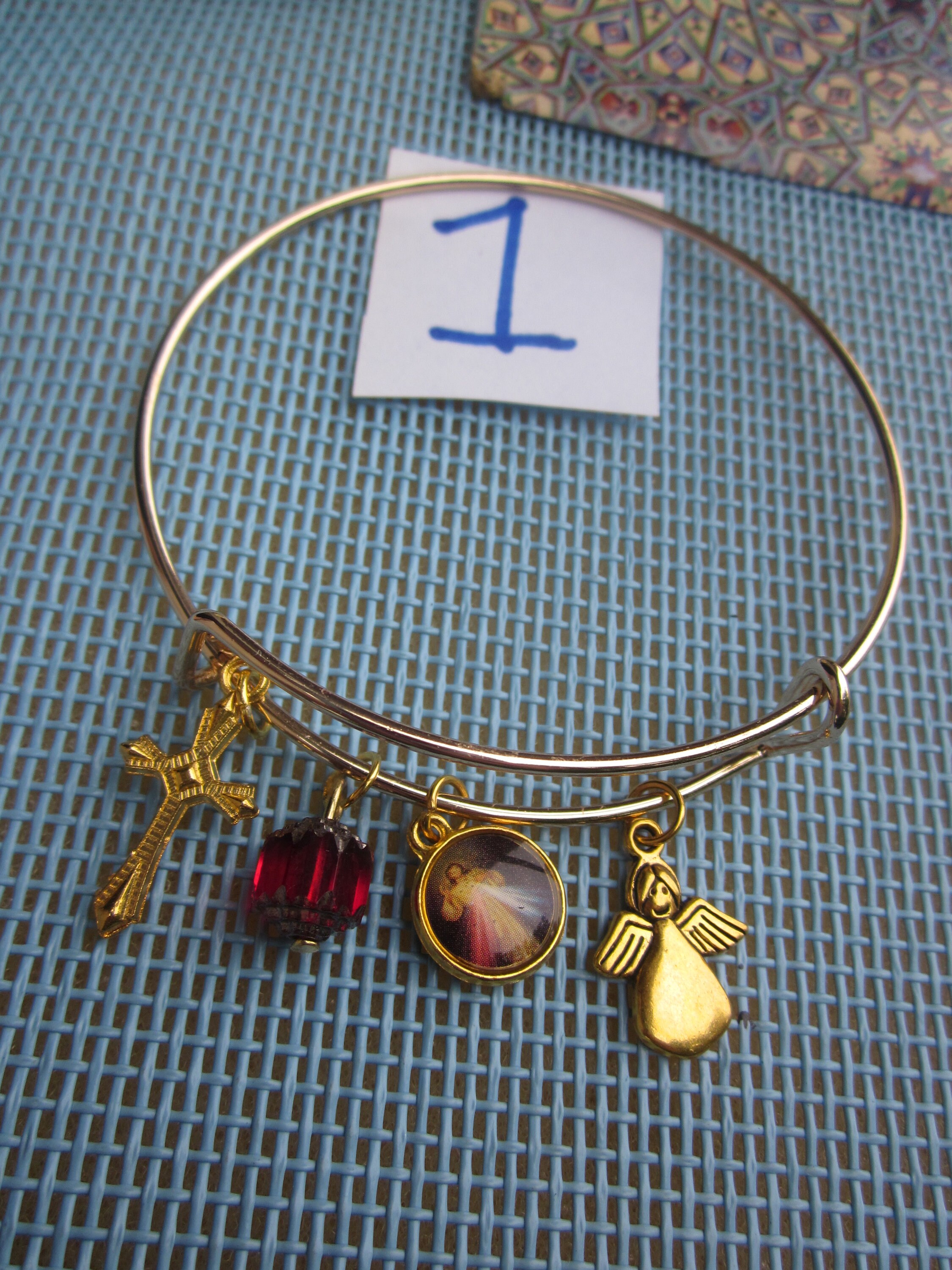 FREE Shipping Religious Gold P. expandable bangle BRACELET w. Etsy
