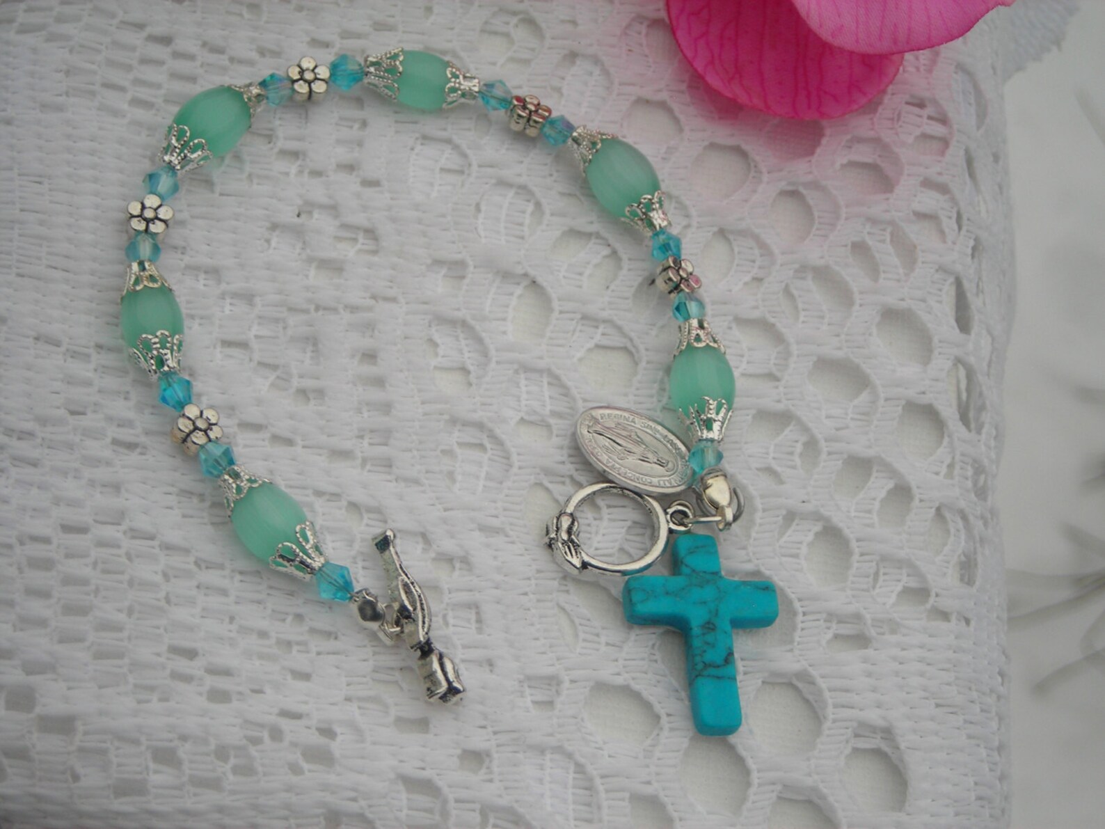 10 Discount My RELIGIOUS Christian BRACELET W. Aqua Mexican Etsy