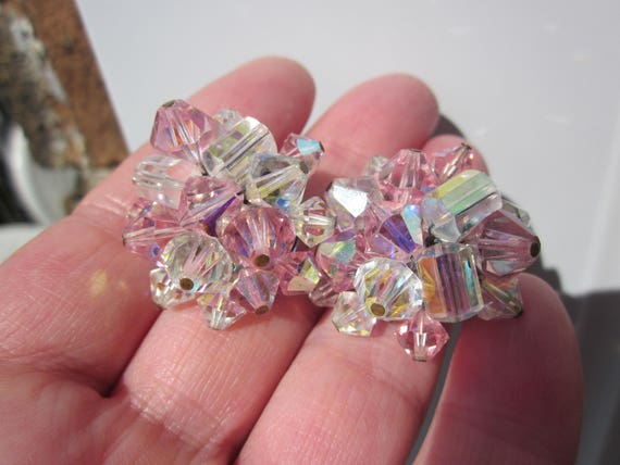 Gift for her! Aurora Borealis pink cluster crysta… - image 2