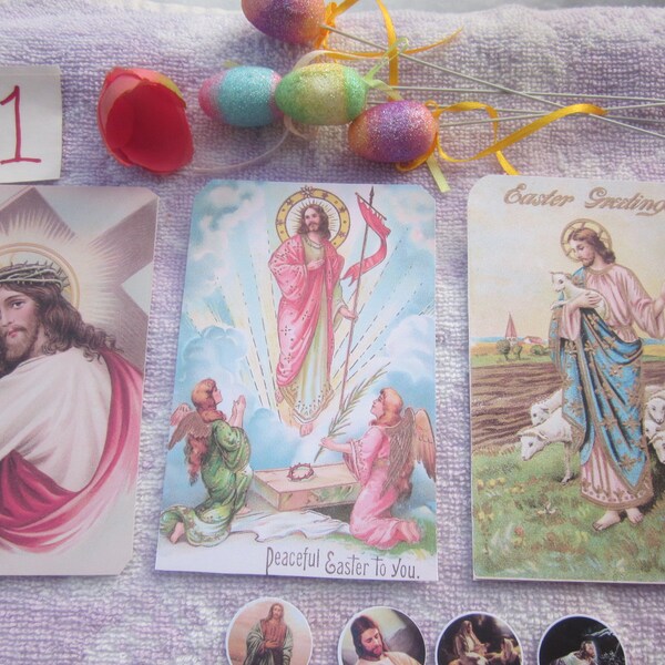 Jesus, Cross, Christian Easter Lot 1 of Large size colorful stickers on glossy photo paper!