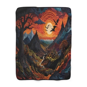 Nazgûl Sunset Quilted Look Sherpa Fleece Blanket