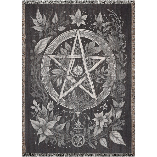 Garden Pentacle Witchcraft Woven Blanket