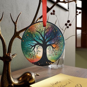 Ornament, Yggdrasil Universe Existence Design for Earth Day, Yule, Christmas, Norse Holidays, Nature Inspired Decor, Tree of Life Hanging