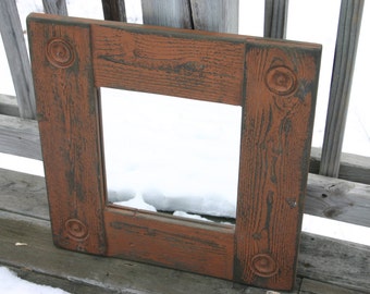 Ready to ship. Rustic, wood, barnwood mirror. Hand crafted, reclaimed, painted, distressed, mirror. 21" x 21" Square