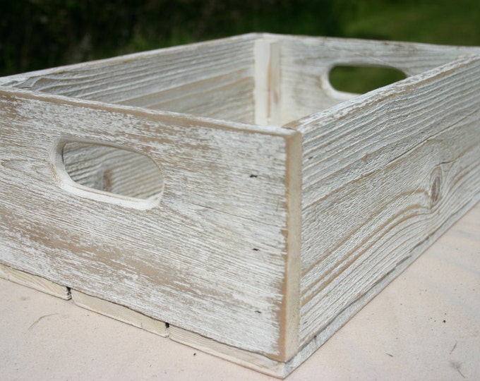 Handmade Reclaimed Wood Crate White Distressed Barnwood Etsy