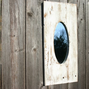Reclaimed Wood Rustic Wall Decor Mirror. White Antique/Vintage Look Accent Mirror. Shabby Chic Style. Free Ship!