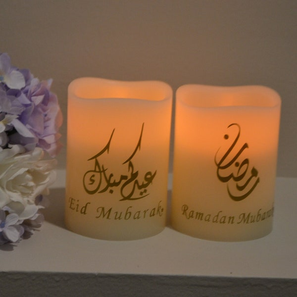 Ramadan candle personalized Islamic gifts for Arabic home decor, Eid decor, Ramadan gifts,Arabic electric real wax candle, Fanoos Ramadan