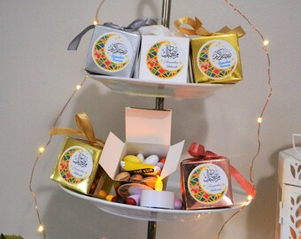 Ramadan candy box, Set of 5, Eid Goodie bags, Eid gift bags, Eid candy boxes, Eid kids favors and treats, Eid party supplies, Gold box