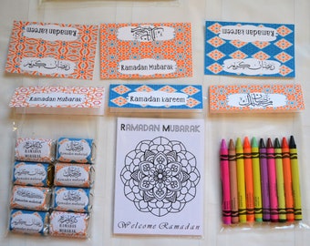 Ramadan Goodie bags, Eid Goodie bags, Ramadan Mubarak set of 12 gift bags and gift bag toppers, Ramadan candy bags, Ramadan favors bags