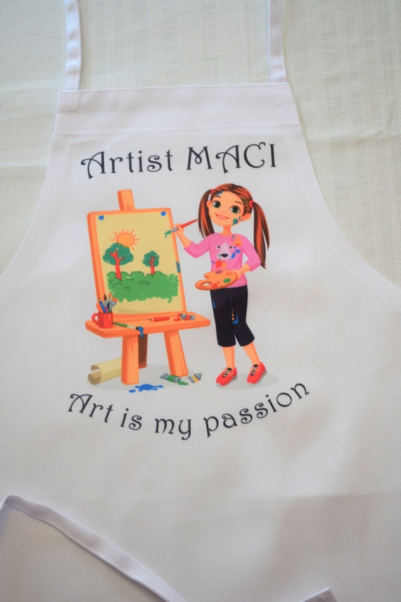 Personalized Painting Apron for Kids, Personalized name Apron for Kids ,artist  Apron, Artist in Training Apron, Painting Supplies Smock 