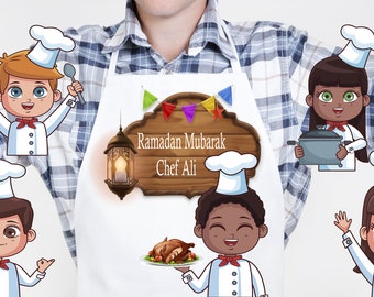 Personalized Ramadan Apron for kids and adult, Ramadan decoration, party supply, Eid gift, Ramadan Iftar, Ramadan kids gifts