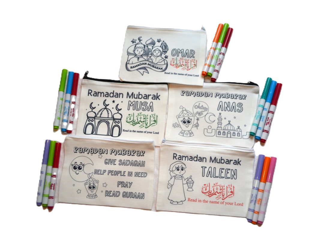 Personalized Ramadan Pouches, Ramadan Kids Gift, Coloring, Eid Goodie ...