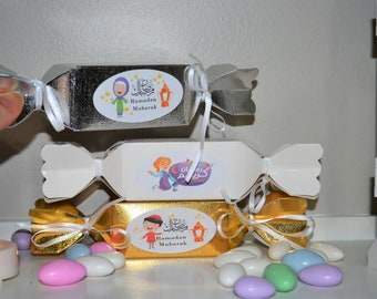 Ramadan Goodie bags, Set of 6, Ramadan candy box, Eid gift bags, Eid candy boxes, Eid kids favors and treats, Eid party supplies, Gold box