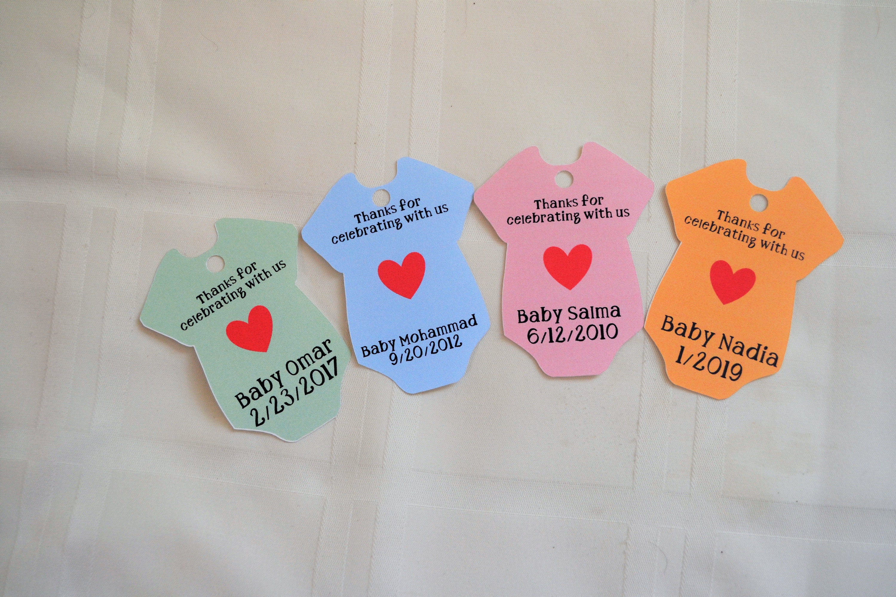 Handmade set of 12 baby shower gift tags Custom name baby Etsy