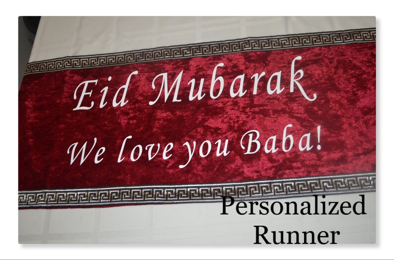 Eid Velvet Table Runner, Eid Decor, Ramadan Table Runner, Eid Gift, Ramadan Iftar Table Decoration, Islamic runner, Islamic home decoration image 6