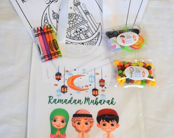 Ramadan tote bag, Personalized Ramadan gift bag, 10x13", Eid Goodie Bags, Ramadan Kids activity set, Ramadan candy box, Ramadan decoration