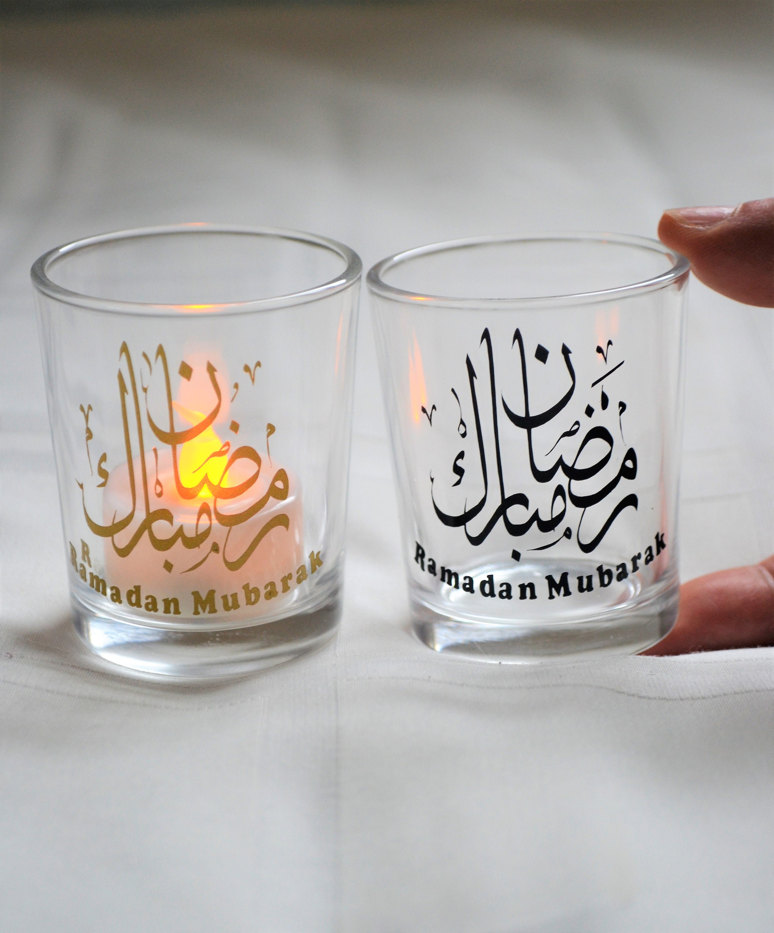 Eid Mubarak Tea Light Candle Holder Creative for Hotel Drawing Black