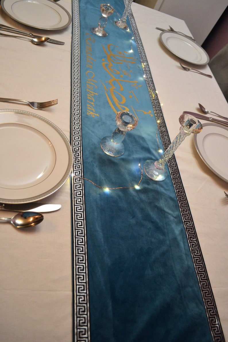 Ramadan Table Runner Ramadan Velvet Islamic Runner Ramadan Etsy