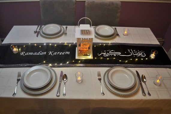 Off White Velvet Runner Islamic runner Ramadan Gift Ramadan Decoration Ramadan Table setting Ramadan Runner Ramadan Table Runner Ramadan velvet Table Runner Ramadan Iftar Table Decoration