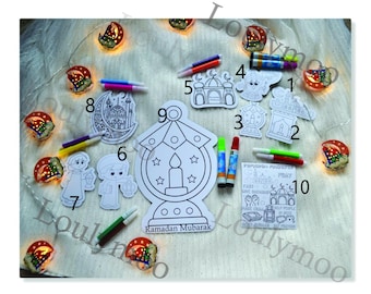 Ramadan magnet, Color your Ramadan magnets, Ramadan decoration, Ramadan kids gift, DIY, Eid gift, Eid kids favors, Ramadan goodies