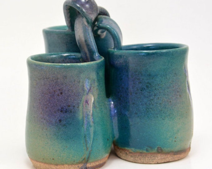 Pottery Ceramic Flatware Caddy for Valentine, Handmade Utensil Holder