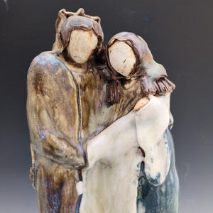 Handmade Unique Ceramic Nativity  Scene .  Baby Jesus, Mary and  Joseph