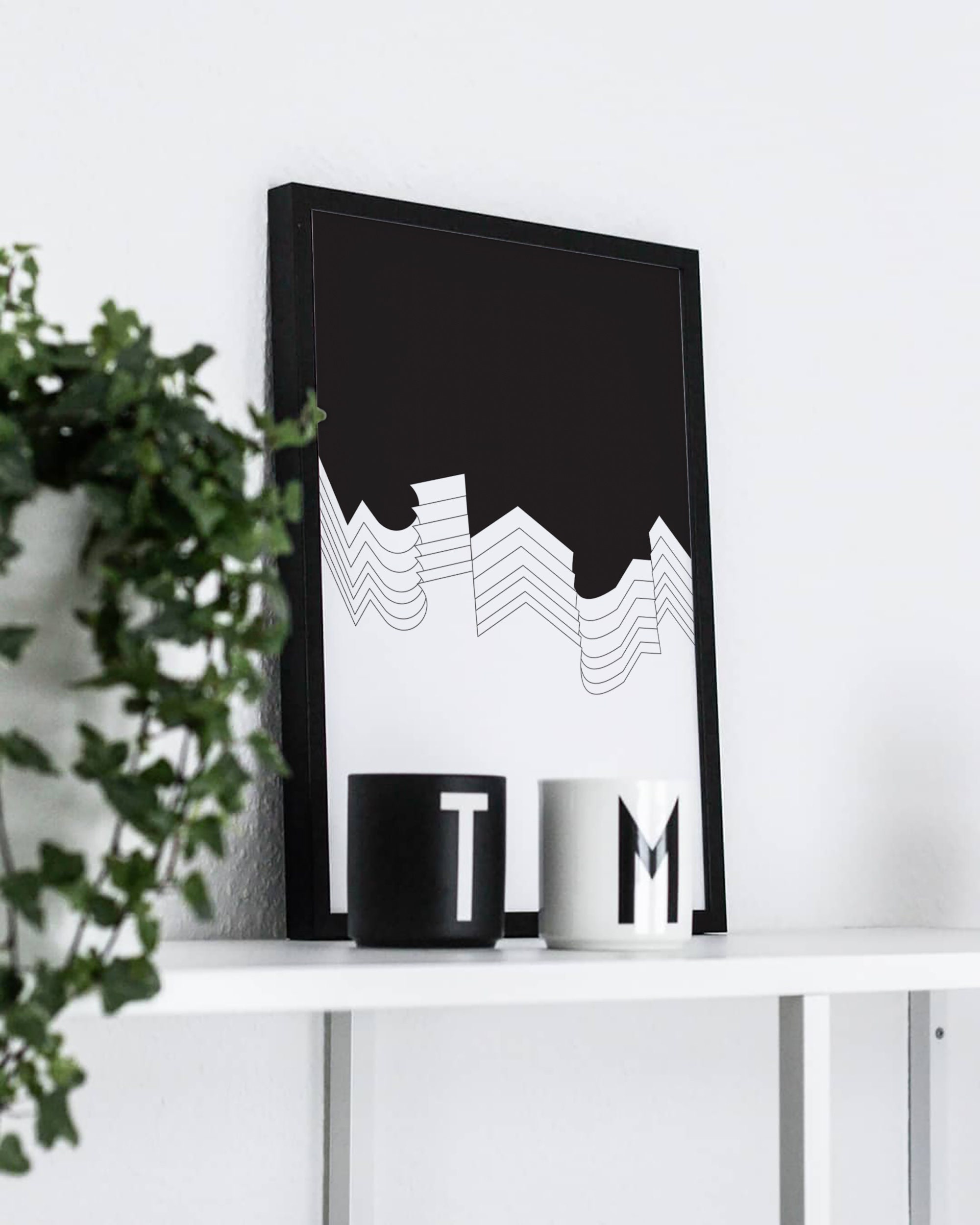 Black and White Abstract Minimalist Geometric Wall Art Instant Download ...