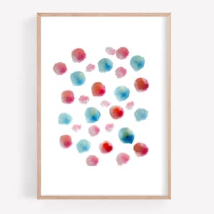 Minimalist Red and Blue Watercolor Abstract Wall Art Instant Download Printable Art Print