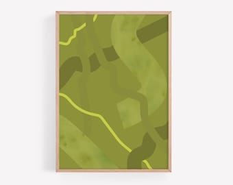 Chartreuse Green Abstract Watercolor Texture Wall Art Instant Download Printable Art Print