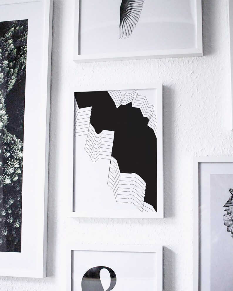 Black and White Abstract Geometric Wall Art Instant Download | Etsy