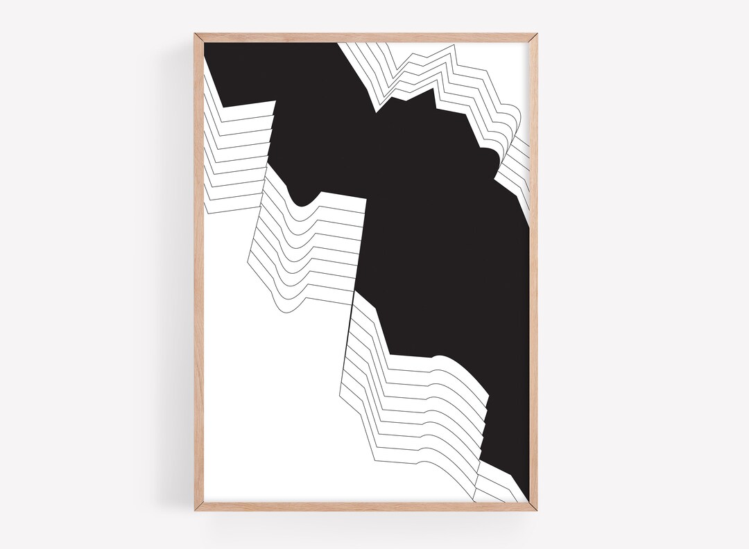 Black and White Abstract Geometric Wall Art Instant Download Printable ...
