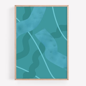 Aqua Blue Abstract Watercolor Texture Modern Art Digital Printable Instant Download