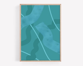 Aqua Blue Abstract Watercolor Texture Modern Art Digital Printable Instant Download