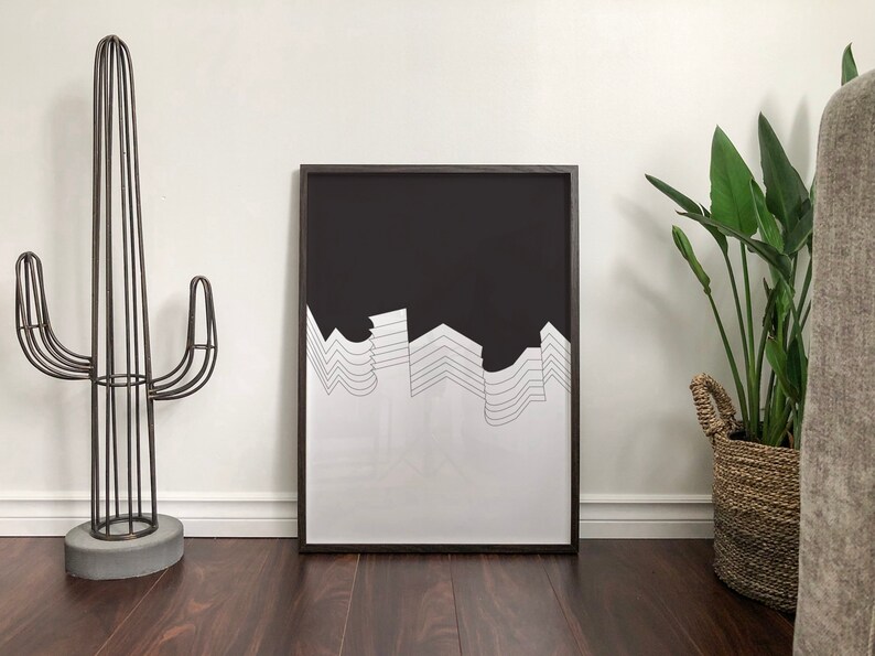 Black and White Abstract Minimalist Geometric Wall Art Instant | Etsy