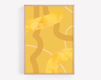 Mustard Yellow Abstract Watercolor Texture Wall Art Instant Download Printable Art Print