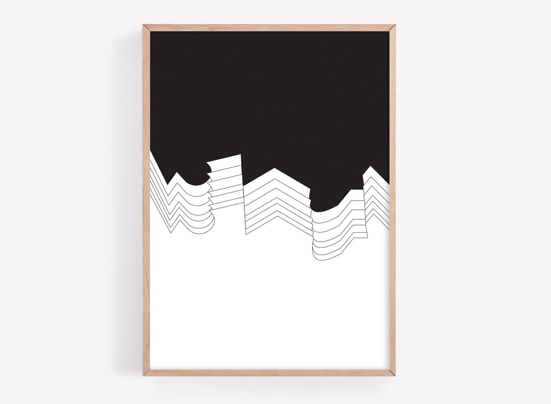Black and White Abstract Minimalist Geometric Wall Art Instant Download ...