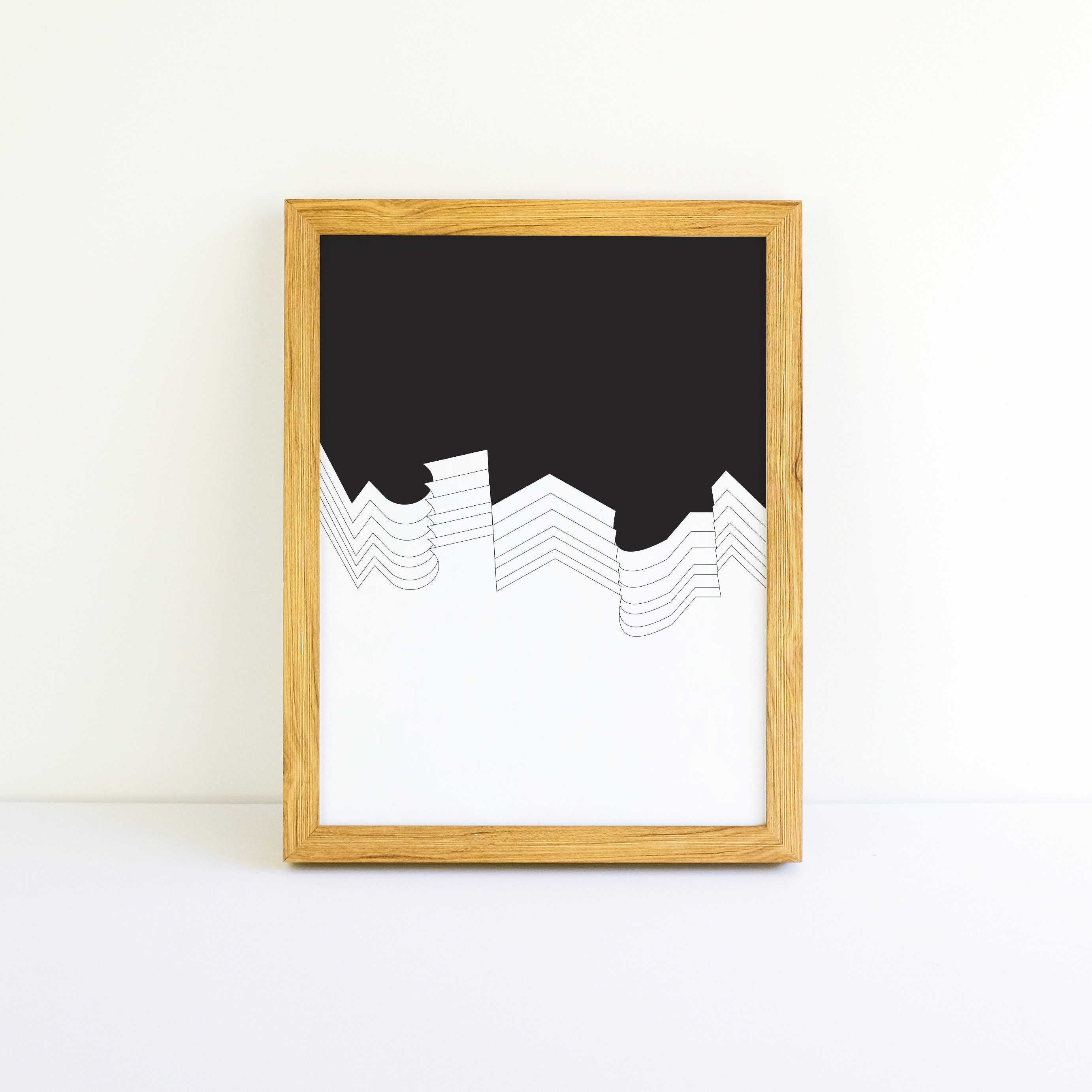 Black and White Abstract Minimalist Geometric Wall Art Instant Download ...