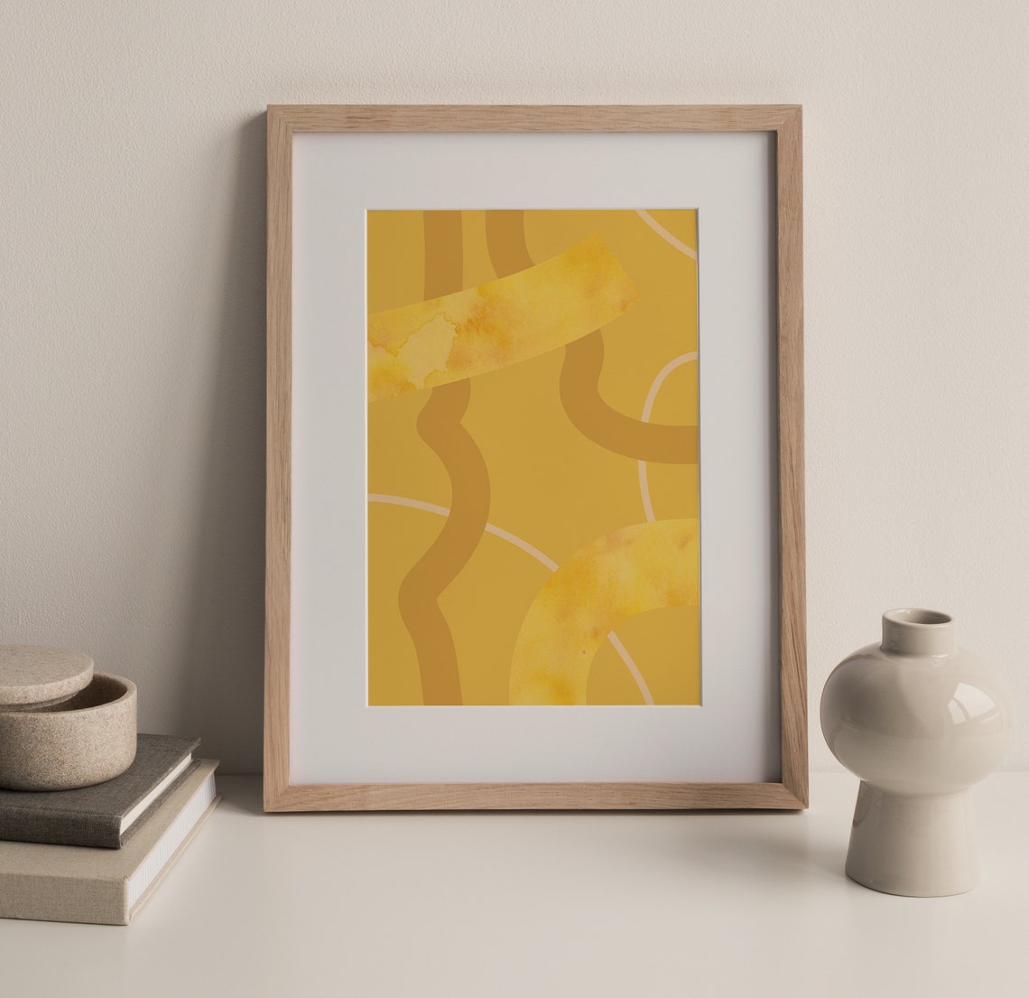 Mustard Yellow Abstract Watercolor Texture Wall Art Instant Etsy