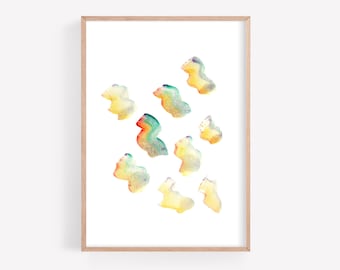 Minimalistisch Gelb, Grün und Orange Aquarell Abstrakte Wandkunst Sofort Download druckbare Kunst Druck