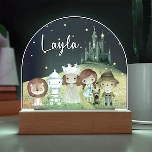 Personalized Fantasy Oz-themed Night Light Children Room Decor Gift Custom Name Light Yellow Brick Road Emerald City